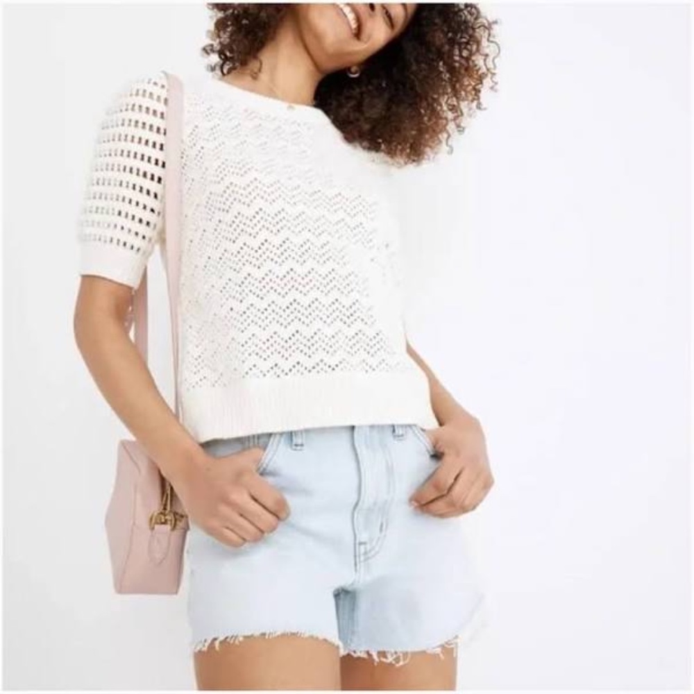 Madewell Atwater Crochet Short Sleeve Sweater